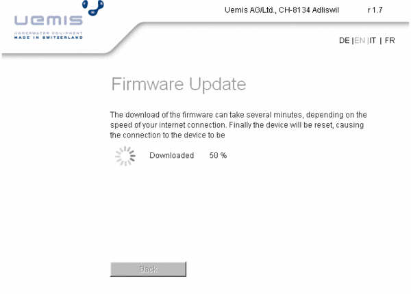 UEMIS SDA ダイビングコンピュータ Firmware Update